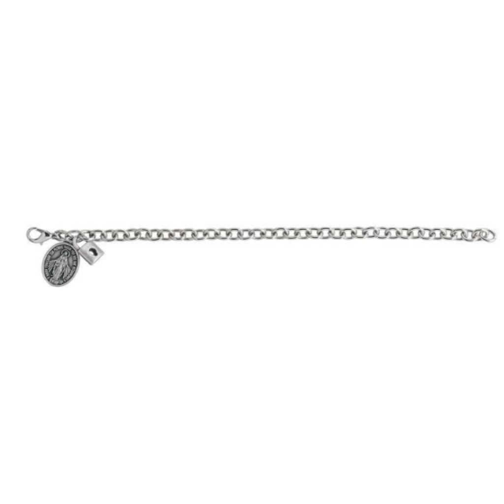 Pulseira Corrente Servos de Nossa Senhora das Graças – Inox, Medalha Média