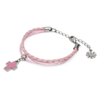 Pulseira Infantil Rosa com Cruz Resinada