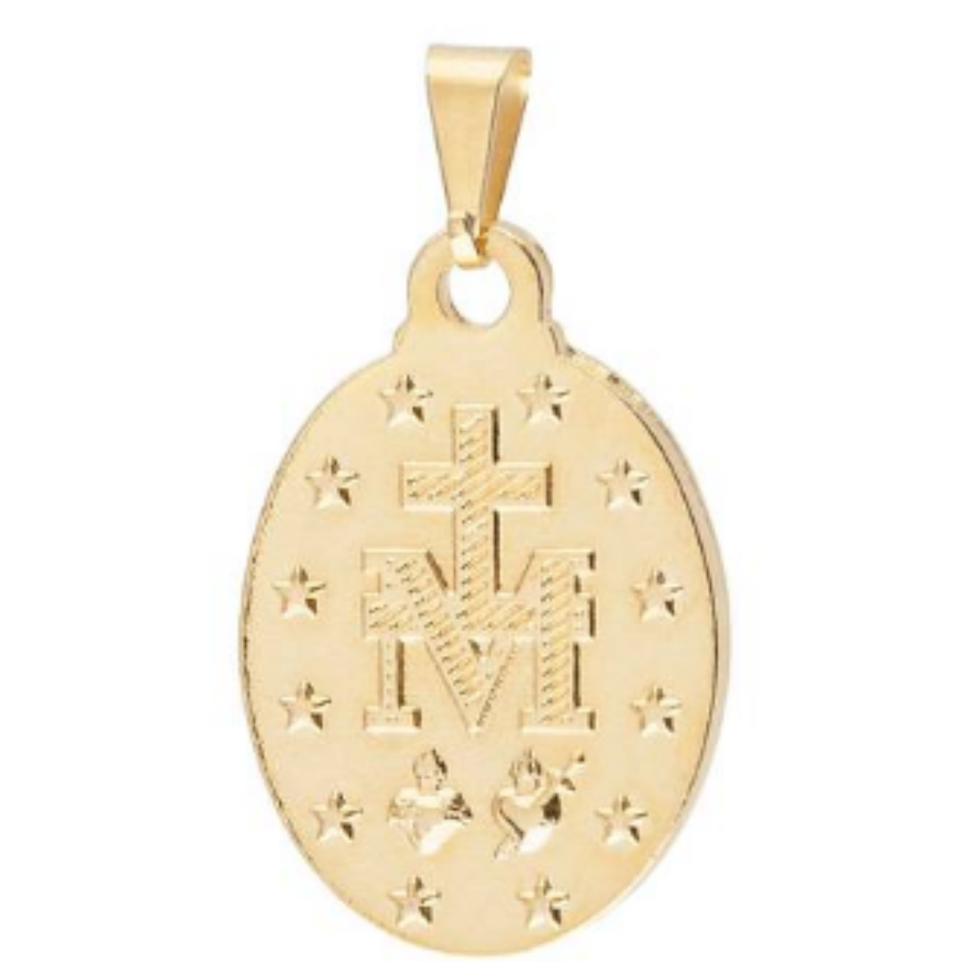 Medalha Milagrosa Tamanho M – Dourada e Azul Resinada