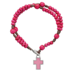 Pulseira Terço Infantil Rosa com Cruz