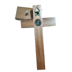 Cruz de Mesa em Madeira 17 cm – Ouro Velho com Medalha de São Bento