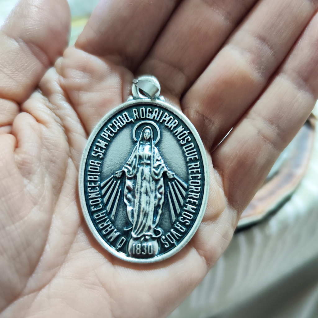 Medalha Milagrosa de Nossa Senhora das Graças – Extra Grande, Prata