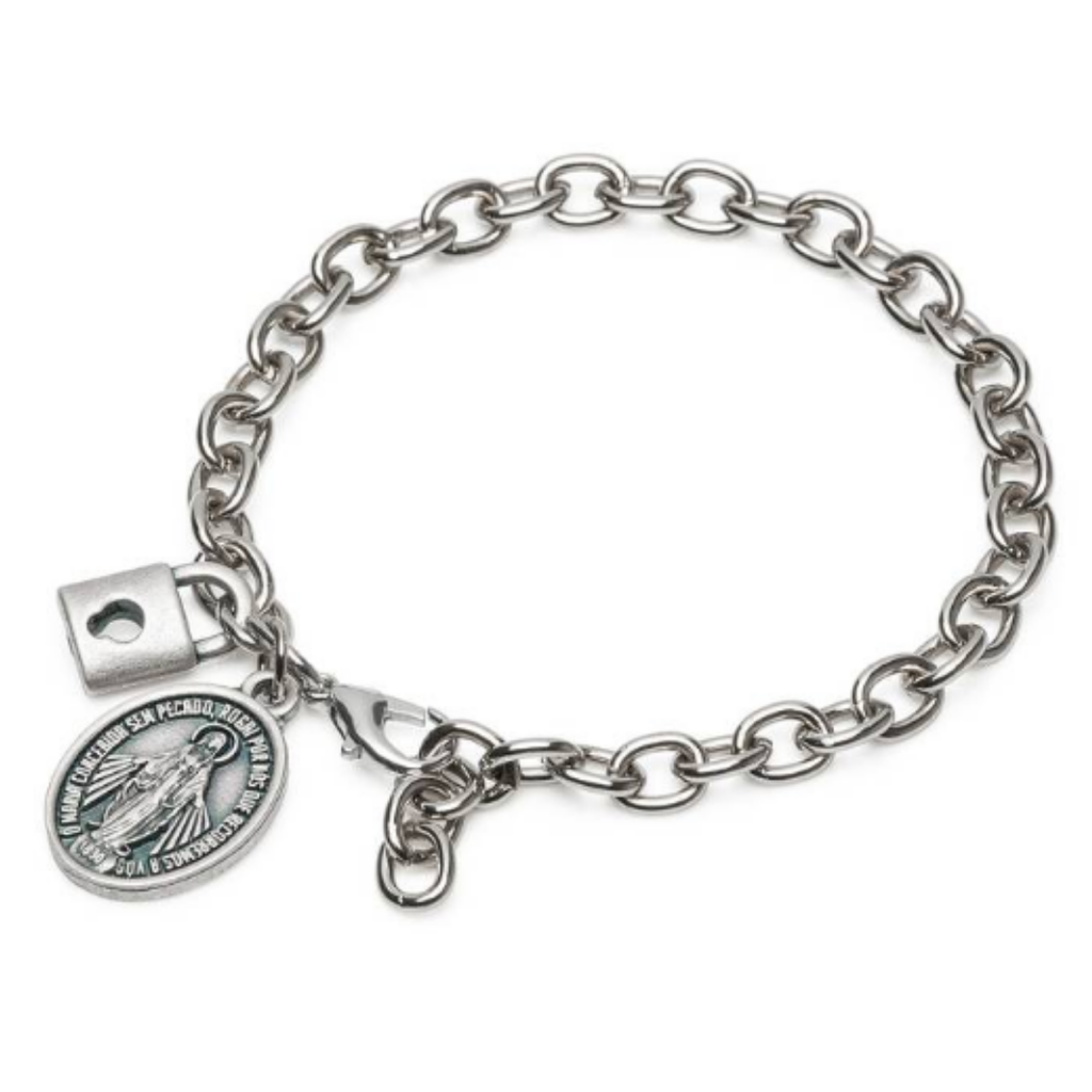 Pulseira Corrente Servos de Nossa Senhora das Graças – Inox, Medalha Média