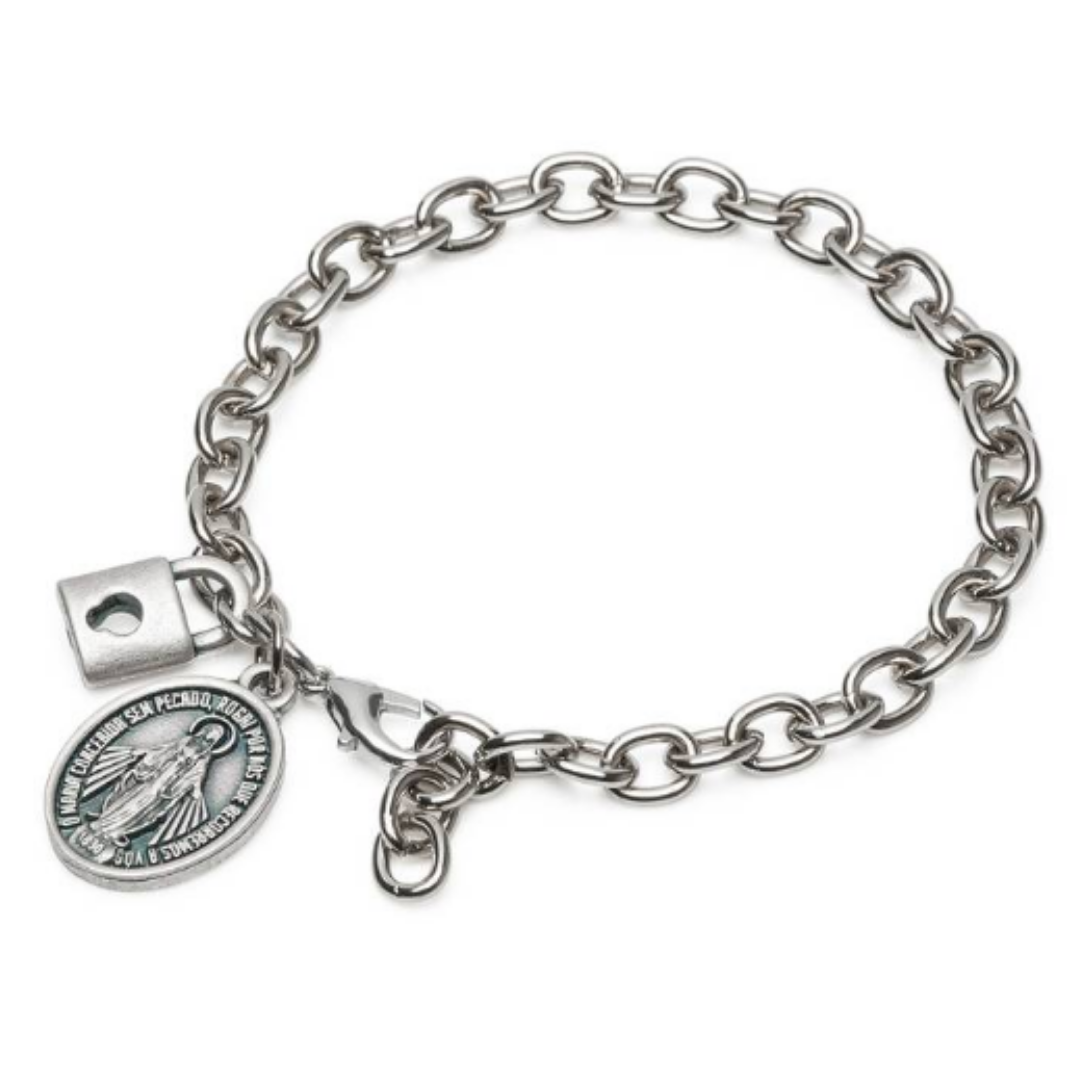 Pulseira Corrente Servos de Nossa Senhora das Graças – Inox, Medalha Média