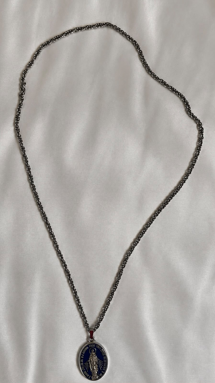 Colar de Nossa Senhora das Graças Azul – Corrente em Inox
